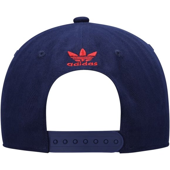 ✨NEW✨ adidas Originals Navy Snapback with Red Logo - adidas navy trefoil cap - Picture 2 of 5